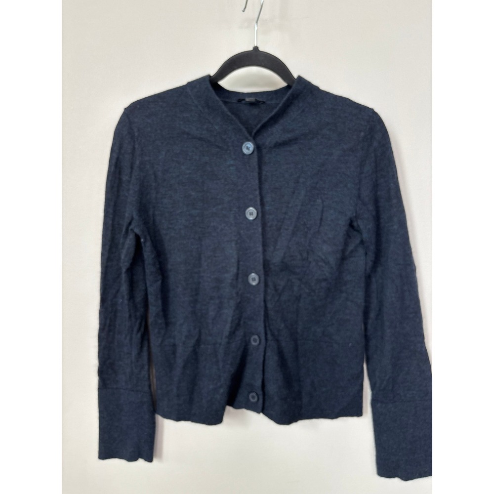 COS Alpaca Wool Blend Cardigan Sweater Navy Blue Button Front‎ XS